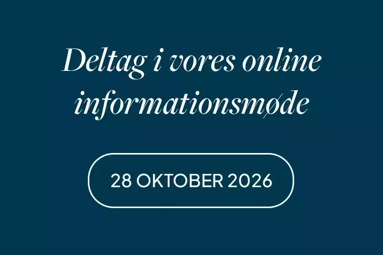 Banner in Danish inviting visitors to an online information meeting on 28 October 2026