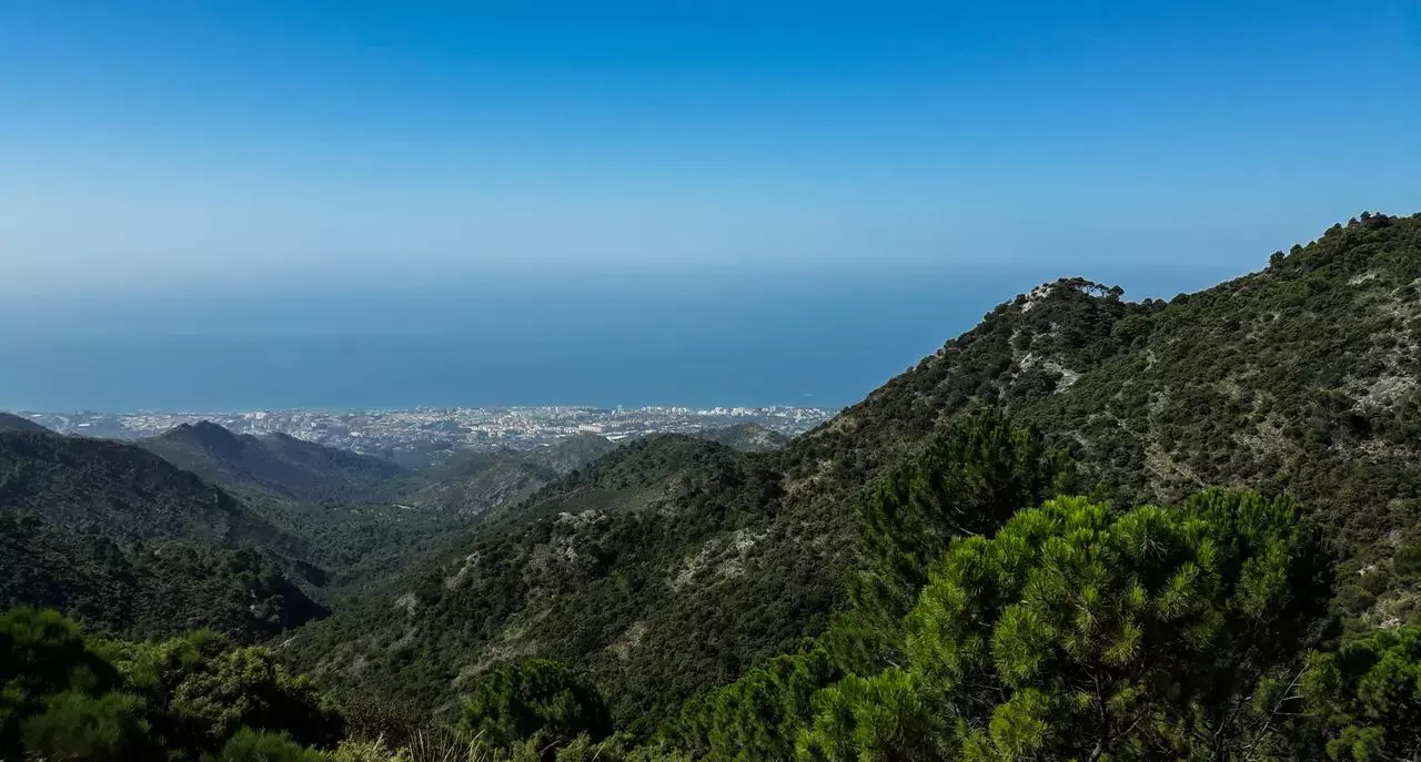 Sierra de Mijas mountains with the sea in the distance