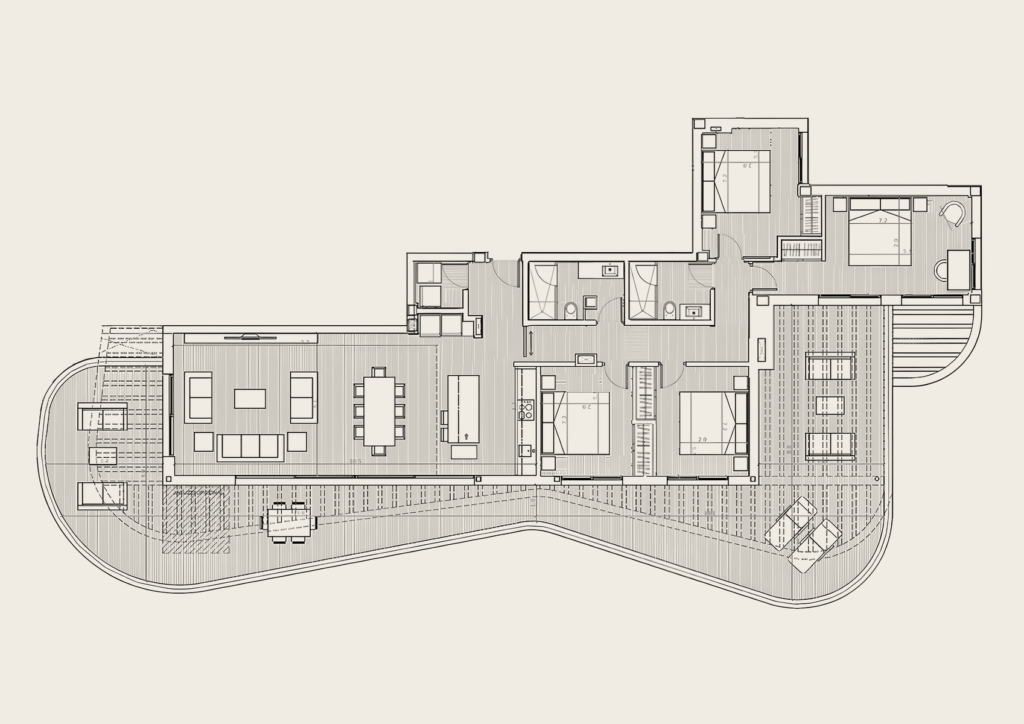 Floor plan of the HW5 four-bedroom penthouse in Higuerón West